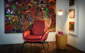 VIRIATO chair infront of bright art